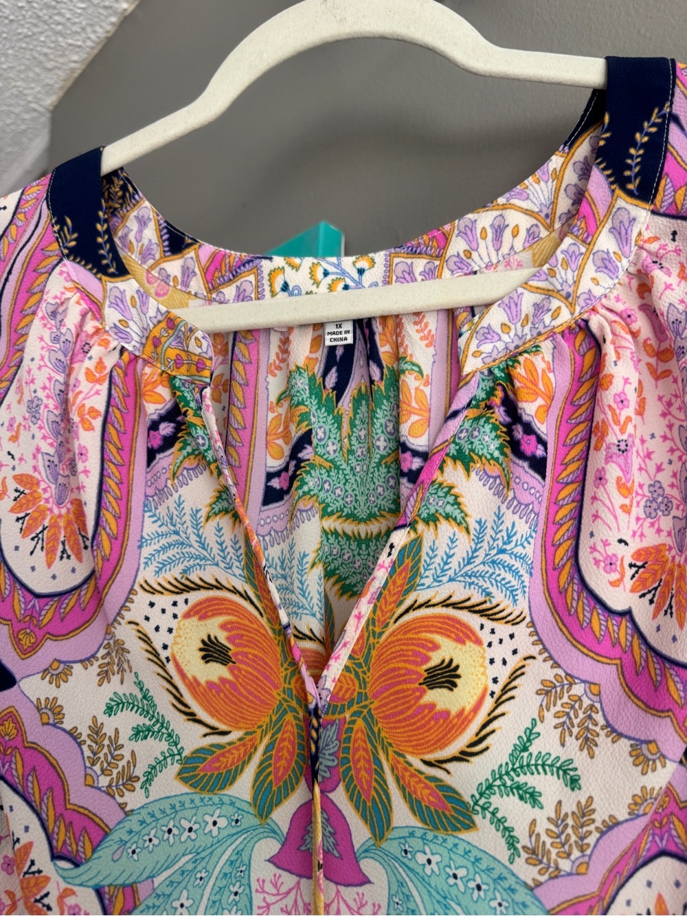 Rose & Olive Multicolor Floral Print top boho chic size 1X - Picture 3 of 8